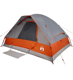 Tente de camping à dôme 4 personnes gris et orange imperméable