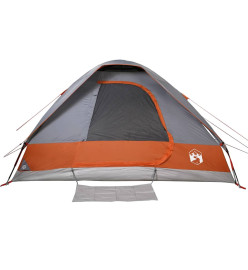 Tente de camping à dôme 4 personnes gris et orange imperméable