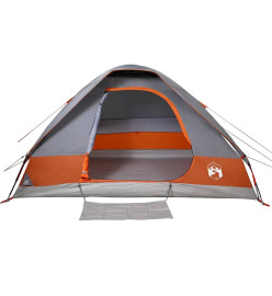 Tente de camping à dôme 4 personnes gris et orange imperméable