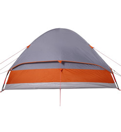 Tente de camping à dôme 4 personnes gris et orange imperméable