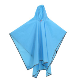 Poncho de pluie avec capuche design 2 en 1 bleu 223x145 cm