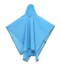 Poncho de pluie avec capuche design 2 en 1 bleu 223x145 cm