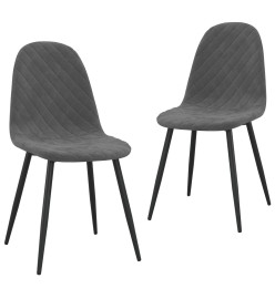 Chaises à manger lot de 2 Gris foncé Velours