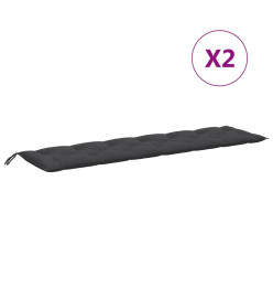 Coussins de banc de jardin lot de 2 anthracite mélangé tissu