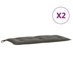 Coussins de banc de jardin lot de 2 gris foncé mélangé tissu