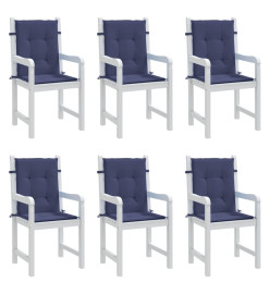 Coussins de chaise à dossier bas lot de 6 bleu marine tissu