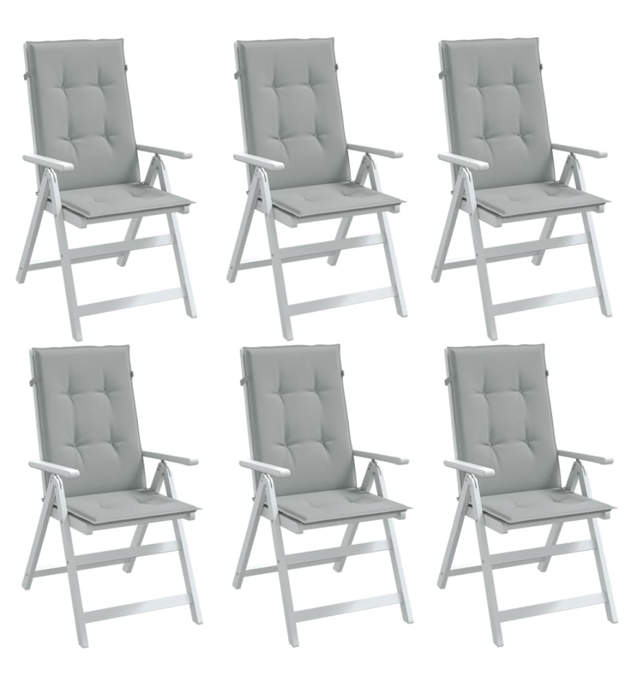 Coussins de chaise à dossier haut lot de 6 gris clair mélangé