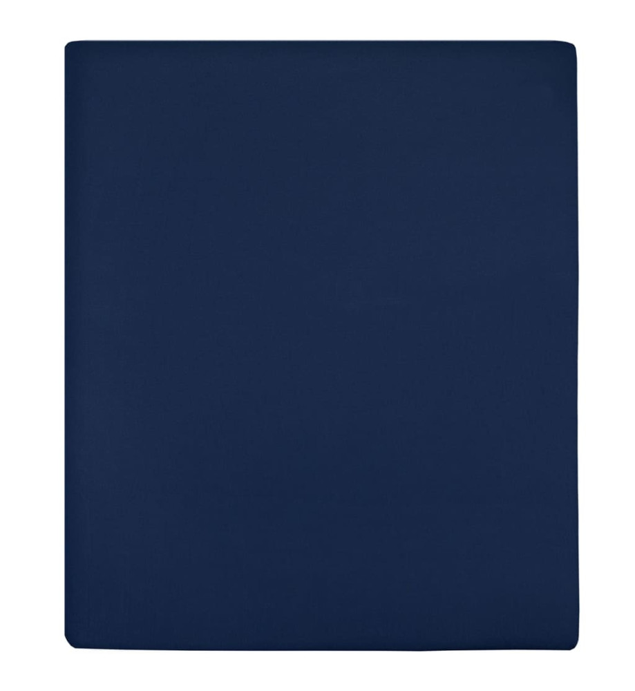 Draps-housses Jersey 2 pcs Bleu marine 100x200 cm Coton