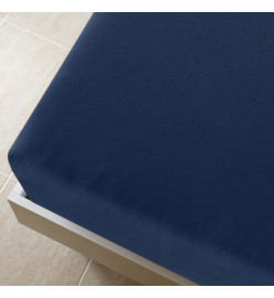 Draps-housses Jersey 2 pcs Bleu marine 100x200 cm Coton