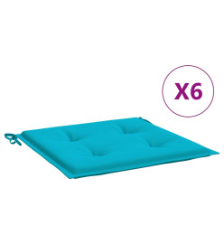 Coussins de chaise de jardin lot de 6 turquoise 40x40x3cm tissu