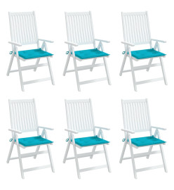 Coussins de chaise de jardin lot de 6 turquoise 40x40x3cm tissu