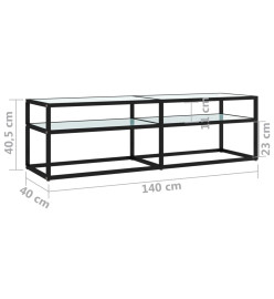 Meuble TV marbre blanc 140x40x40,5 cm verre trempé