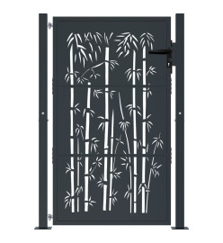 Portail de jardin anthracite 105x155 cm acier design de bambou