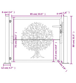 Portail de jardin 105x80 cm acier corten conception de l'arbre