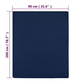 Draps-housses Jersey 2 pcs Bleu marine 90x200 cm Coton