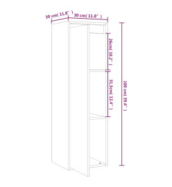 Armoires murales 2 pcs Gris 30x30x100 cm Bois de pin massif