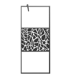 Paroi de douche 90x195 cm Verre ESG avec design de pierre Noir