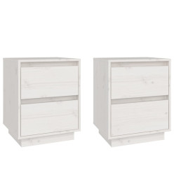 Tables de chevet 2 pcs Blanc 40x35x50 cm Bois de pin solide