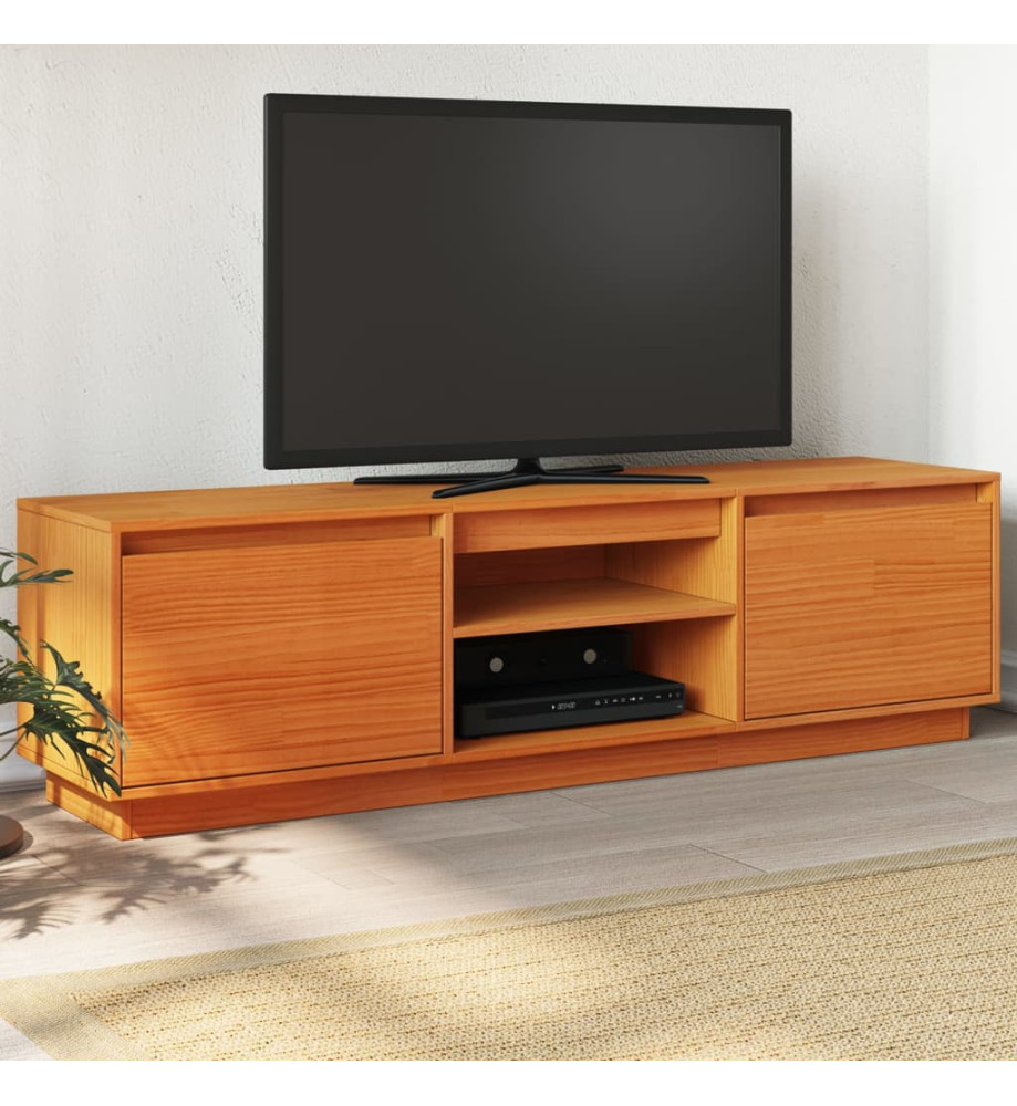 Meuble TV cire marron 140x35x40 cm bois pin massif