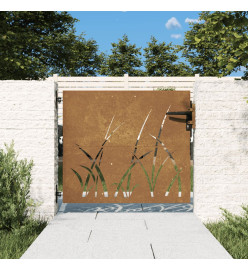 Portail de jardin 85x100 cm acier corten conception d'herbe