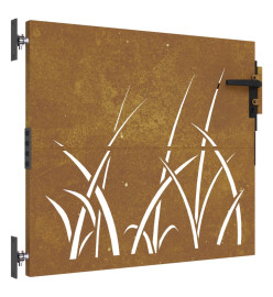 Portail de jardin 85x100 cm acier corten conception d'herbe