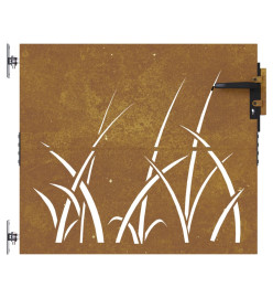 Portail de jardin 85x100 cm acier corten conception d'herbe