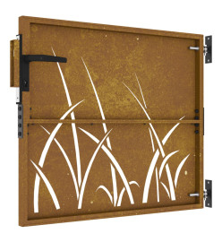 Portail de jardin 85x100 cm acier corten conception d'herbe