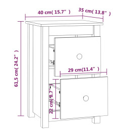 Tables de chevet 2 pcs Marron miel 40x35x61,5 cm Pin solide