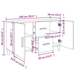 Buffet gris béton 100x36x60 cm bois d'ingénierie