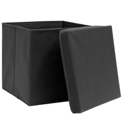 Boîtes de rangement avec couvercle 4 pcs Noir 32x32x32 cm Tissu