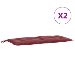 Coussins de banc de jardin lot de 2 rouge bordeaux mélangé