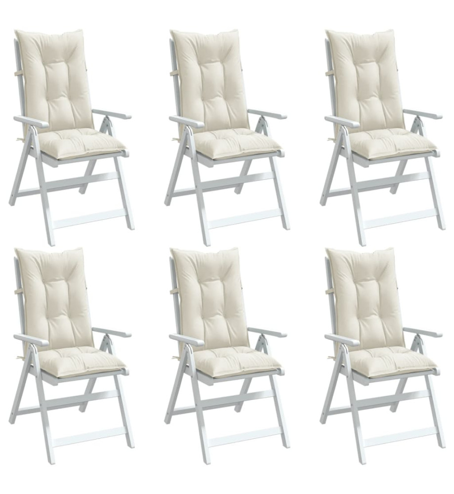 Coussins de chaise à dossier haut lot de 6 crème mélangé tissu