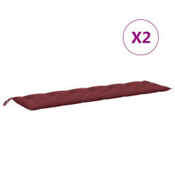 Coussins de banc de jardin lot de 2 rouge bordeaux mélangé