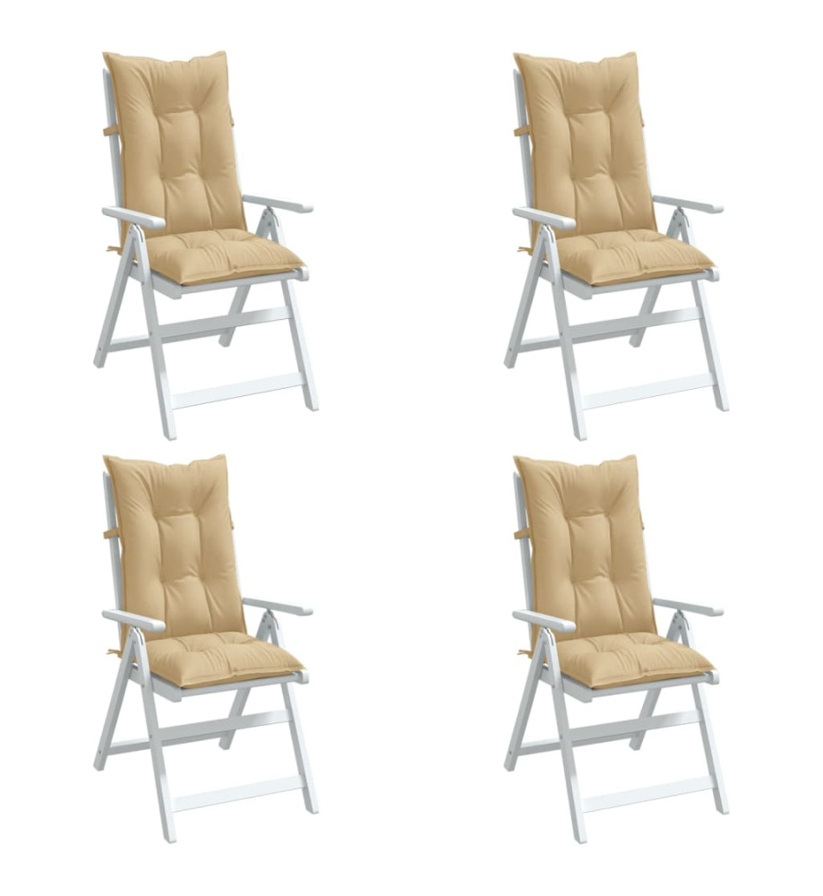 Coussins de chaise à dossier haut lot de 4 beige mélangé tissu