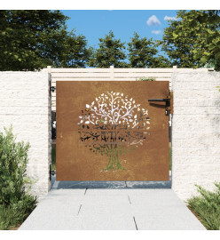 Portail de jardin 85x100 cm acier corten conception de l'arbre