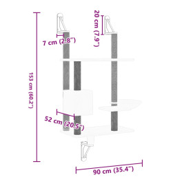 Arbre à chat mural avec griffoir gris clair 153 cm