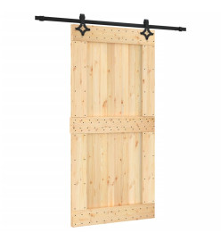 Porte coulissante et kit de quincaillerie 100x210 cm pin massif