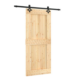 Porte coulissante et kit de quincaillerie 90x210 cm pin massif