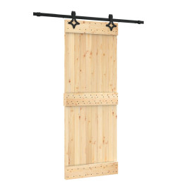 Porte coulissante et kit de quincaillerie 80x210 cm pin massif