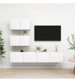 Ensemble de meuble TV 4 pcs Blanc Aggloméré