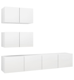 Ensemble de meuble TV 4 pcs Blanc Aggloméré