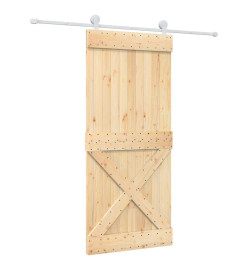 Porte coulissante et kit de quincaillerie 90x210 cm pin massif