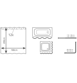 RIDDER Rideau de douche Layer 180 x 200 cm