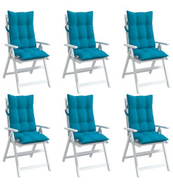 Coussins de chaise à dossier haut lot de 6 bleu clair