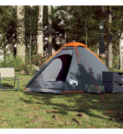 Tente de camping à dôme 4 personnes gris et orange imperméable