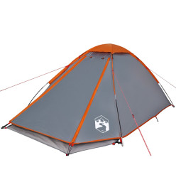 Tente de camping à dôme 4 personnes gris et orange imperméable