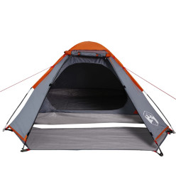 Tente de camping à dôme 4 personnes gris et orange imperméable