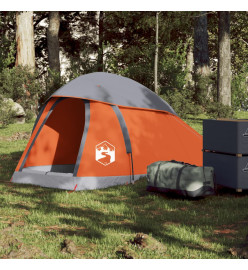 Tente de camping à dôme 1 personne gris et orange imperméable