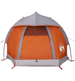 Tente de camping à dôme 1 personne gris et orange imperméable