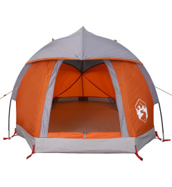 Tente de camping à dôme 1 personne gris et orange imperméable